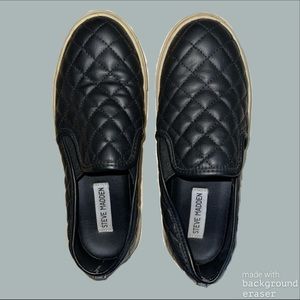 Black Knitted Leather Steve Madden Sneakers